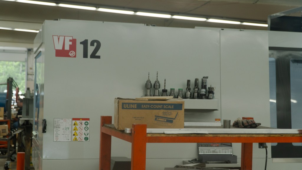 Close-up of a rare machine, one of only two in the state of Michigan, showcasing its unique features and advanced technology. The image highlights the machine's intricate components and specialized design, emphasizing its exclusivity and importance in the industrial sector.